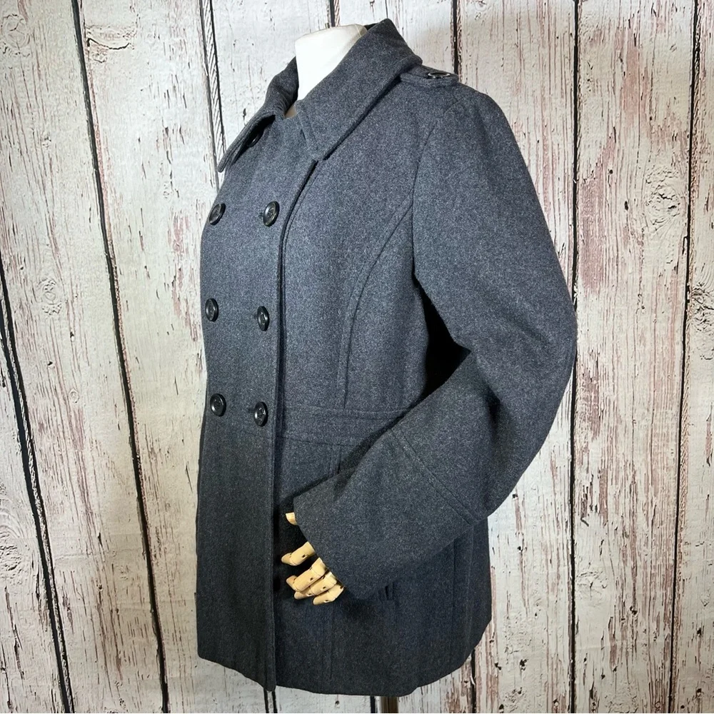 MICHAEL by Michael Kors Wool Blend Grey Pea Coat Winter Jacket Size Large EUC - Picture 3 of 14